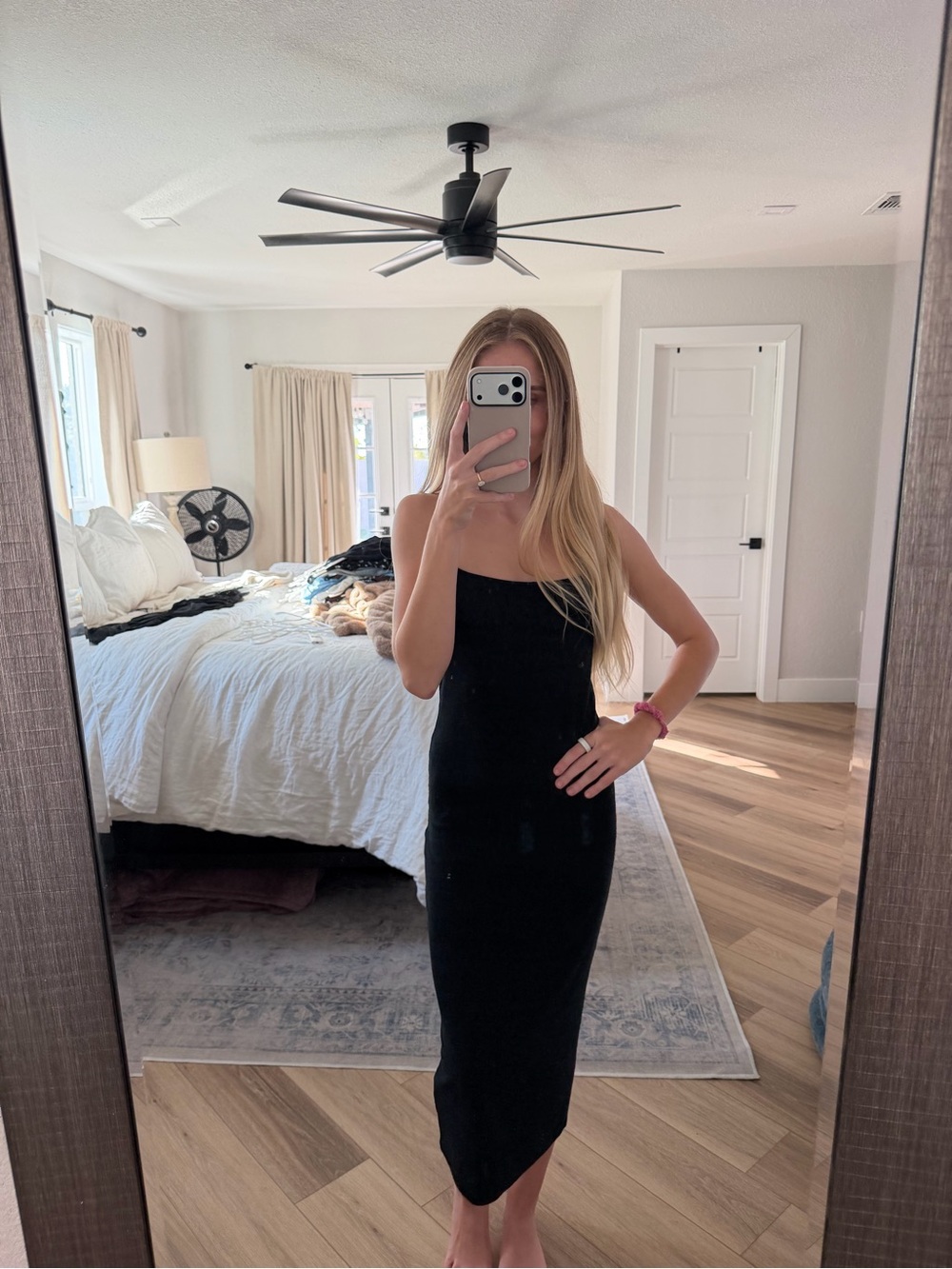 Classic Black Midi Slip Dress